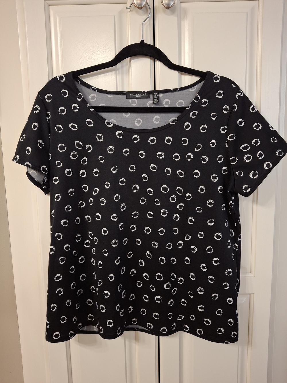 Notations Black Short-Sleeve Dot Print Top
